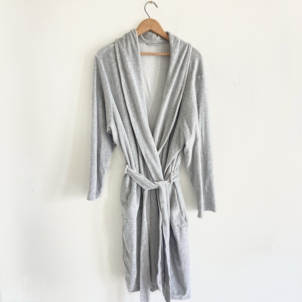 J Jill Sleep Ultrasoft Shawl-Collar Robe w/ Belt Size M Gray Cotton Modal Soft - Picture 1 of 8